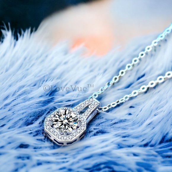 Certified 1ct. t.w. Diamond Square Halo Luxury Necklace VVS1 GRA Certified - Picture 5 of 16